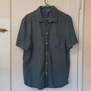 Green Short Sleeve Button Down